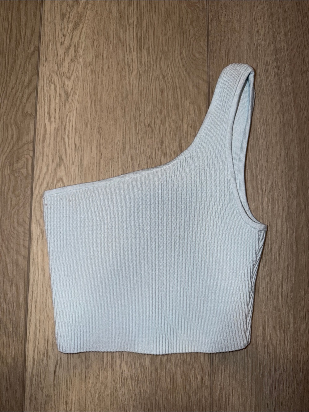 Babaton Cream One-Shoulder Ribbed Crop Top